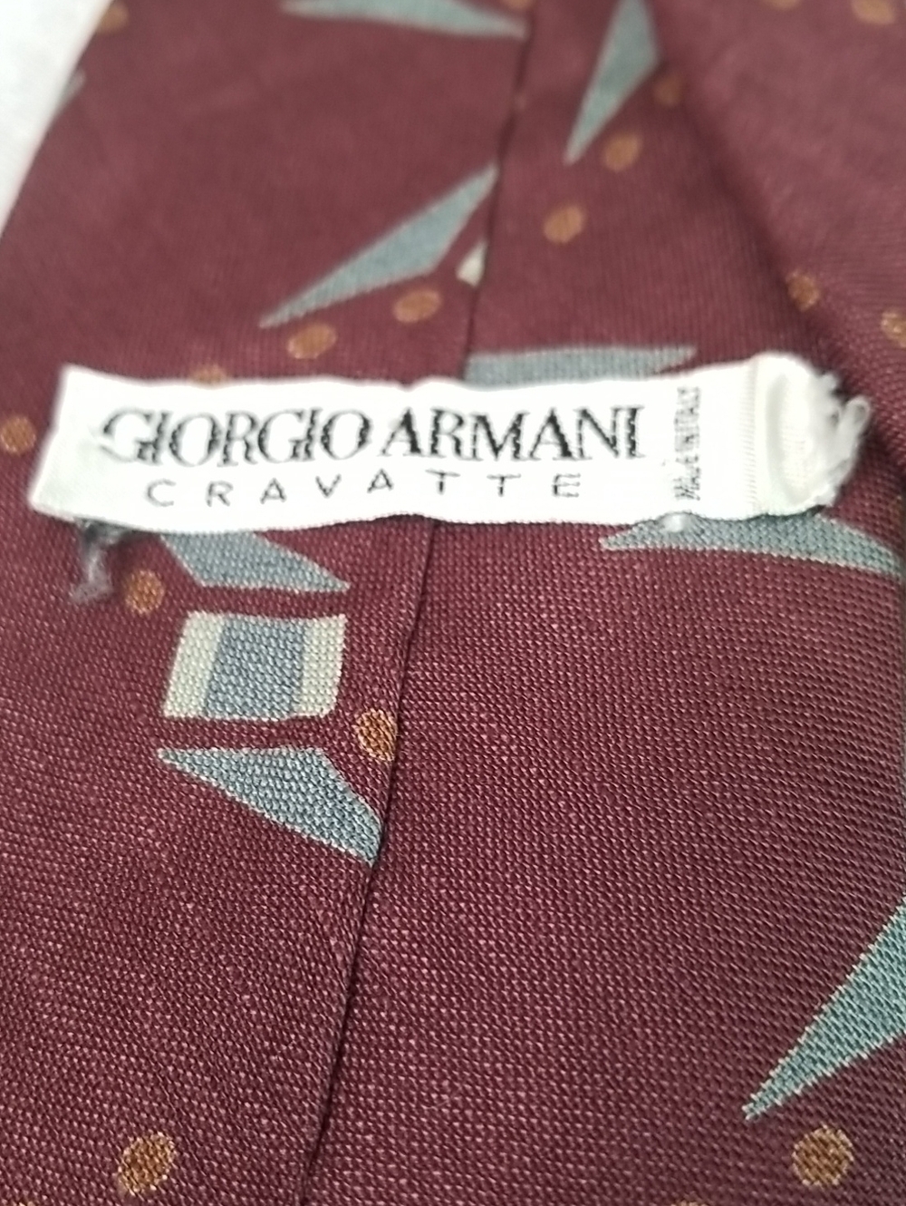 Georgio Armani mens silk & flax neck tie EUC - Picture 3 of 3
